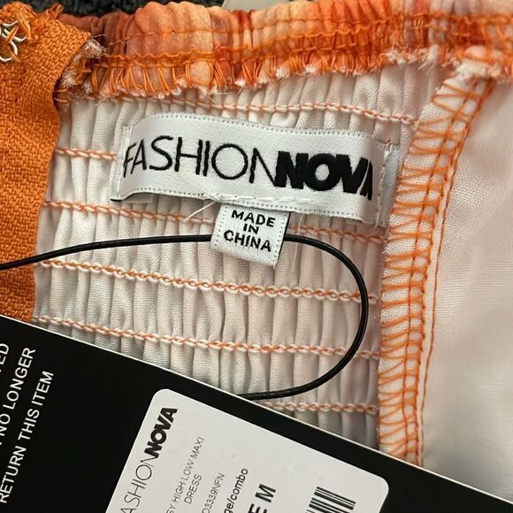 Fashion Nova Daisy High Low Maxi Dress - Orange/combo | size M | NWT - Picture 10 of 12